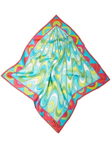PUCCI - Onde-print silk scarf - women - Silk - One Size - Blue
