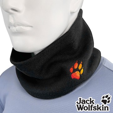 【Jack wolfskin 飛狼】彩色LOGO針織保暖圍脖 圍巾 頭帶『深邃黑』
