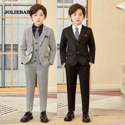 卒業式 スーツ 男の子 5点セット フォーマルスーツ 縦ストライプ 子供フォーマル 正統派スーツ 入学式 子供フォーマル タキシード キッズ 七五三 90-170cm