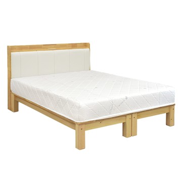 IHouse-奶油韓風實木路易強化版 6尺床組 3件組(909B床頭+床底+天絲床墊)原木色