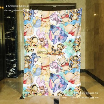 樂園系列小熊維尼彈跳虎卡通周邊單面法蘭絨毛毯午睡沙發毯