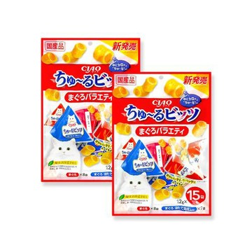 (2袋30包超值組)日本INABA-CIAO啾嚕貓咪零食綜合口味雙層迷你肉泥夾心捲12gx15包/袋-鮪魚干貝CS-175(綠茶如廁消臭貓泥點心餅乾)