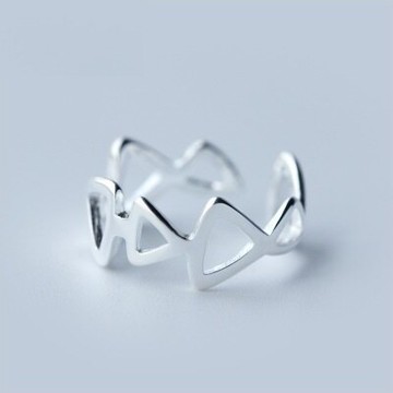 925純銀戒指開口戒-簡約鏤空三角造型情人節生日禮物女飾品73dt283【獨家進口】【米蘭精品】