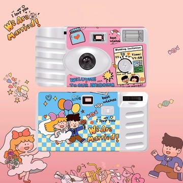 浪漫組合【LFANI樂斐】即可拍27張彩色膠卷即可拍相機 - WEDDING婚禮永恆結婚回憶 | 一次性帶閃光照相機 搭贈戒盒永生花S