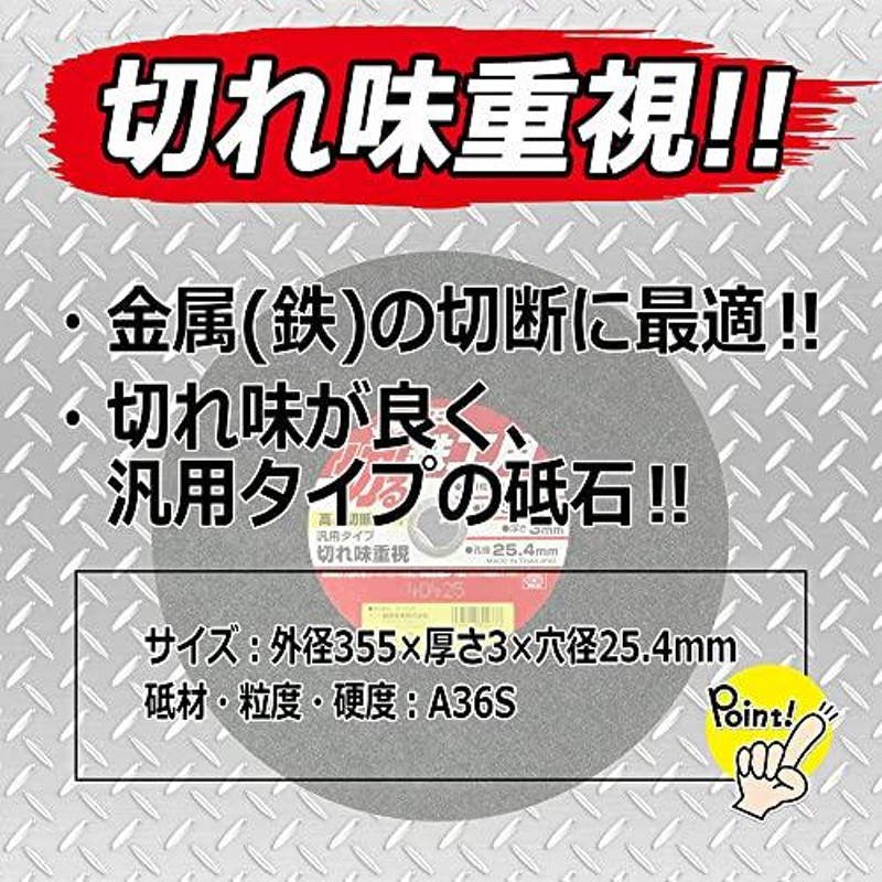 レヂトン 切断砥石 ゴールド (25枚入) 355X3X25.4 A36S - 研磨、潤滑