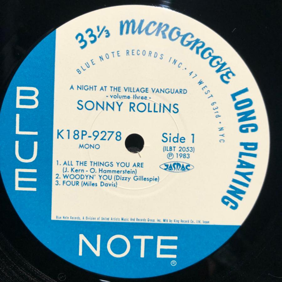 Sonny Rollins   Village Vanguard Vol.3 LP  Blue Note ・KING RECORD