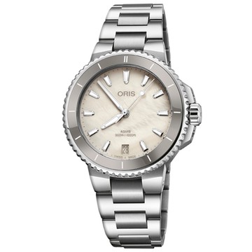ORIS豪利時 Aquis 珍珠貝 潛水機械腕錶 36.5mm/0173377924151-0781905P