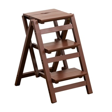 【HappyLife】免安裝實木摺疊梯 三層 Y10510蜜糖