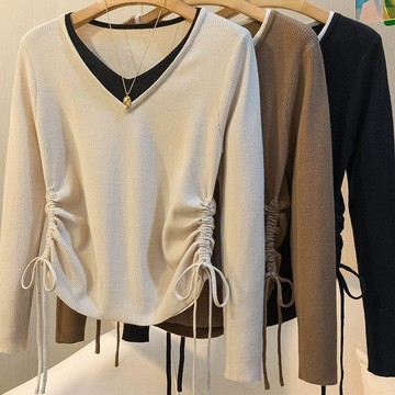 L-5XL 大尺碼女德絨加絨加厚長袖保暖修身T恤女冬季ins假兩件上衣