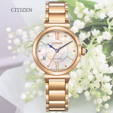 CITIZEN 星辰 L系列 幸福鈴蘭 光動能白蝶貝真鑽 香檳金 女錶 EM1073-85Y 送禮 禮物 推薦