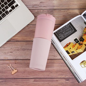 直飲兩用隨身保溫杯-單入 豆沙粉