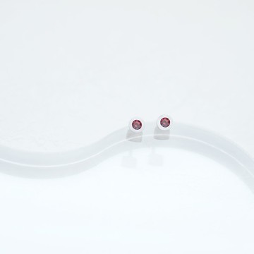 石榴石 極小 霰米造型 耳釘 925銀