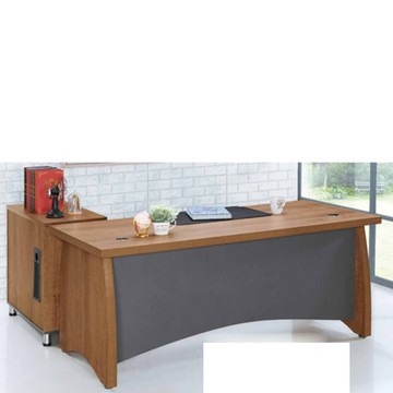 AS DESIGN 雅司家具-傑太柚木雙色6尺辦公桌組-180*160*75cm-含側邊櫃-活動櫃-皮製桌墊