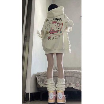 凱蒂貓學生寬松秋冬加厚連帽衛衣