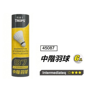 SUCCESS 成功 87中階羽球/羽毛球 (6入)/筒裝 NO.45087
