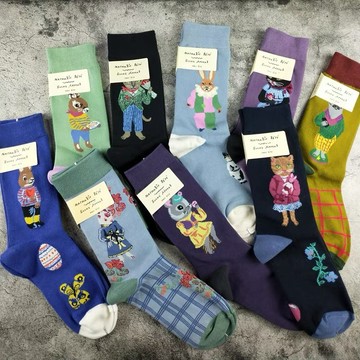 柳惠珠襪子 韓國socksappeal森林童話復古卡通AB版不對稱中筒ins小眾女潮襪子