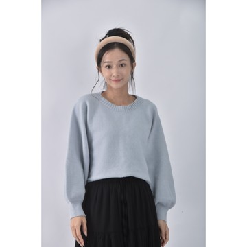 (L) cindy韓牌質感圓領藍色長袖上衣二手衣