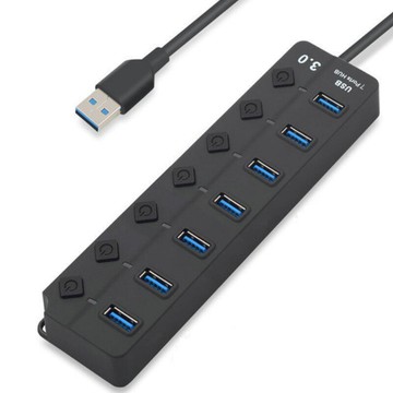USB3.0 HUB 集線器 7口 集線器7埠 帶LED開關 高速集線器 分配器 擴充器【DD354】 123便利屋