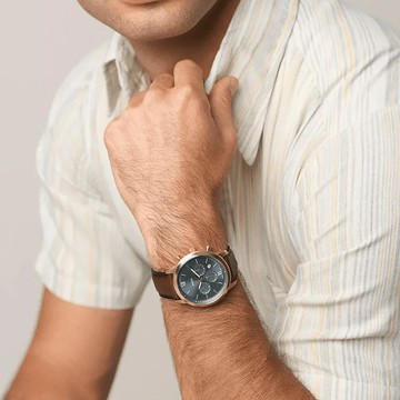 【FOSSIL】限時9折↘Neutra 新雅仕計時男錶 咖啡色真皮錶帶 26 MM FS6162