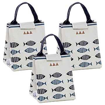 Great mom 北歐風 小魚圖案保冷袋 米色  23.5 x 20 x 17cm  3個
