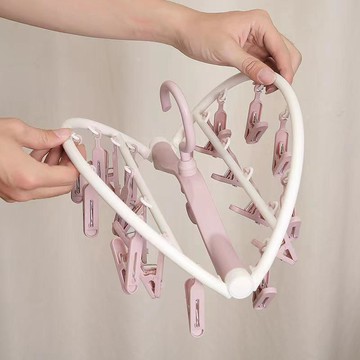✨蝦皮優選熱賣🌸晾衣架多夾子摺疊襪子架掛衣鉤內褲衣架家用臥室學生宿舍陽臺襪架