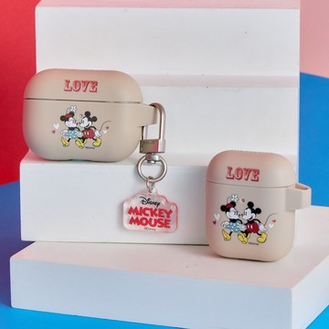 Disney經典米奇與米妮的真愛強悍防摔AirPods保護套(附吊飾)