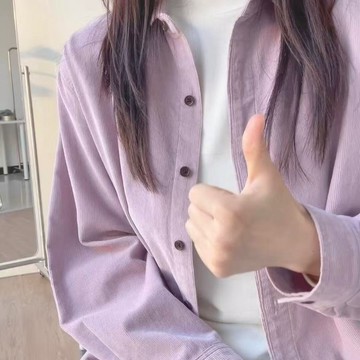 【台灣现貨】燈芯絨襯衫 女生上衣 寬鬆襯衣 長袖襯衫 翻領上衣 韓系襯衫 寬鬆上衣 休閒上衣 百搭襯衫 開衫上衣
