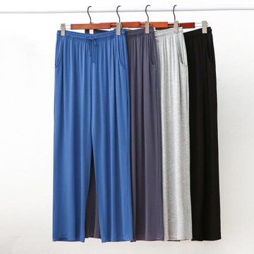 莫代爾男士睡褲秋冬大碼寬松純色家居褲薄款高腰垂感外穿秋褲長褲