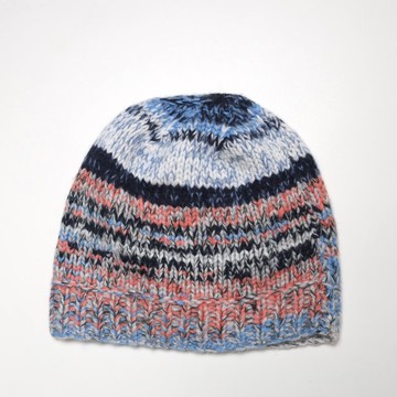 喀什米爾/精品/天藍粉條紋純羊絨100%瓜皮帽純羊毛帽子|北歐極簡|