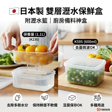 🍁【批發日本】現貨快出 日本製 NAKAYA 雙層瀝水保鮮盒 蔥花盒 豆腐盒 洗菜籃 備料盒 水果瀝水盒 微波保鮮盒🍁