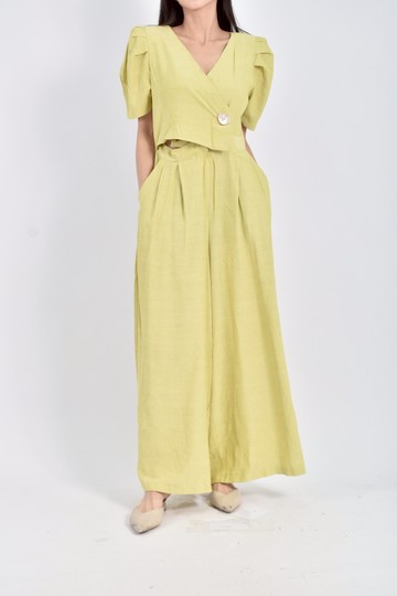 加購優惠(S) millruwya質感短袖綠色連身裝