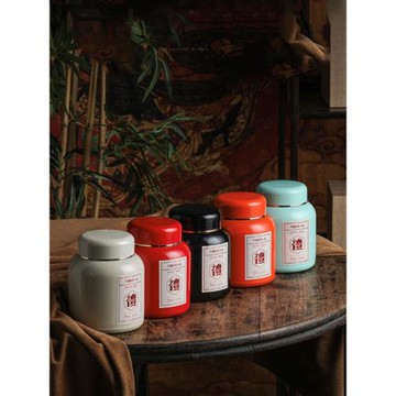復古純色茶葉罐密封罐白毫銀針大紅袍巖茶通用散茶食品級不銹鋼罐