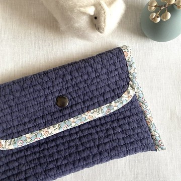 *Nubiki-Quilt x Liberty 翻蓋小包* 藏青色