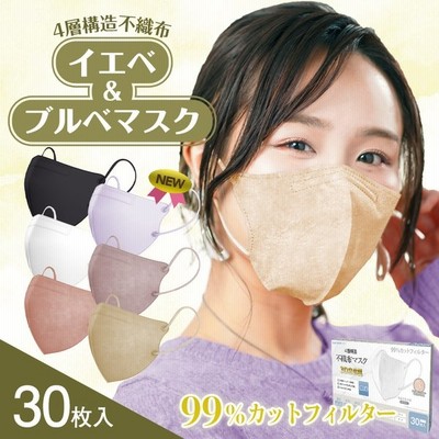 4層マスク 30枚 立体マスク 血色マスク 個別包装 4層カラーマスク 感染防止 3D立体マスク 蒸れない 日本認証 不織布マスク フィット 顔色もよく 小顔効果