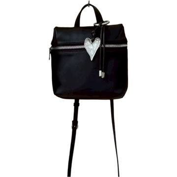 MDMS 金屬愛心吊飾斜背小方包  小型  黑色