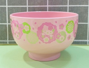 【震撼精品百貨】凱蒂貓_Hello Kitty~日本SANRIO三麗鷗 KITTY塑膠碗/美耐皿碗-和風粉(日本漆器)#78281
