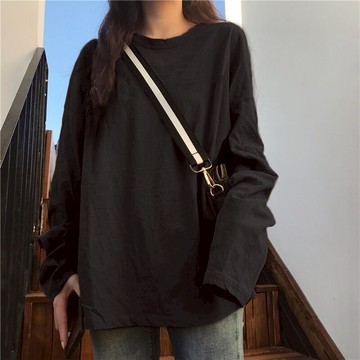 ins超火長袖t恤女早秋純棉寬松打底衫韓版潮原宿bf風學生百搭上衣
