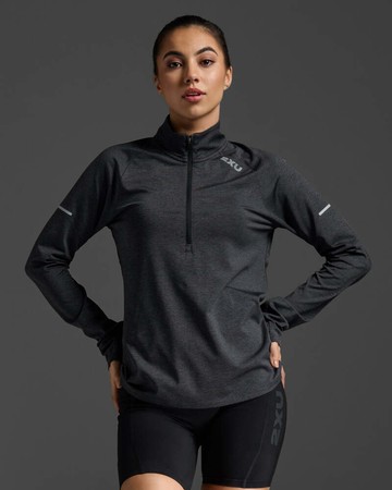 2XU Aero 1/2 Zip 女士 暢跑輕量1/2拉鍊機能運動長袖上衣｜黑