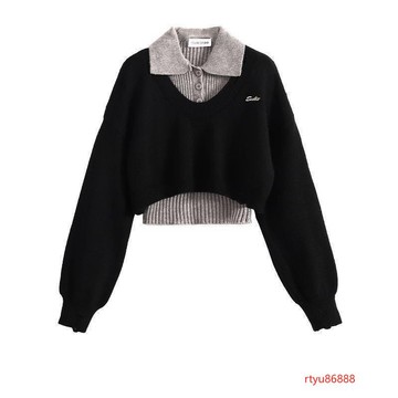 【唯家】針織衫女內搭可路莎學院風短款毛衣女秋冬季韓劇穿搭兩套裝針織衫上衣