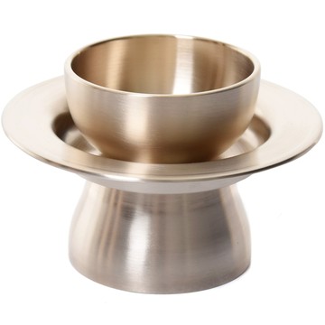 Notdam 方字鍮器 祭祀杯 + 祭祀杯座 套組  1組  Jegi 杯 (7.2 x 3.7 公分)、Jejandae (12 x 5.7 公分)