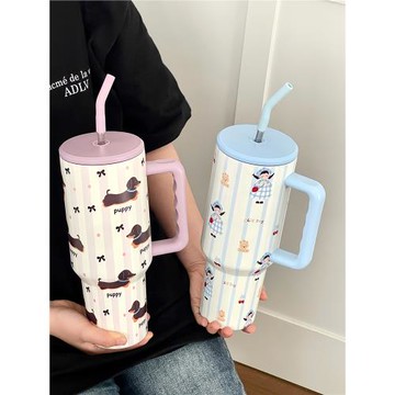水杯保冷杯女生便攜咖啡保溫杯大容量巨無霸帶吸管不銹鋼可愛杯子