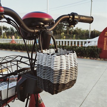 小型自行車前匡藍電動自行車小掛籃前車筐單車藍編織衛生間迷你收