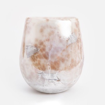 查莉金屬感玻璃花器23cm 珍珠白