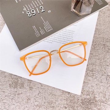 新款韓版大方框平光鏡女圓臉素顏鏡防藍光復古文藝 可配近視