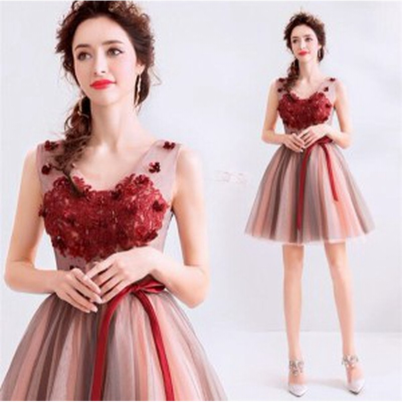 ミニドレス キャバドレス 花柄 パーティードレス お呼ばれドレス 編み上げ ネック 激安 お姫系 レッド系 演奏会 結婚式 成人式 Tsd 11 通販 Lineポイント最大1 0 Get Lineショッピング