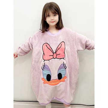 寶寶睡袋睡裙加絨加厚防踢被法蘭絨連體衣嬰兒女童可愛卡通家居服