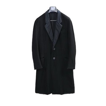 Yohji Yamamoto Y'S 三本耀司黑色雙面穿返璞歸真廓形毛呢大衣2碼