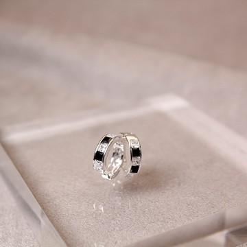 【SWS飾品】黑白鋯石圓圈耳環 。純銀耳環、易扣耳環耳扣
