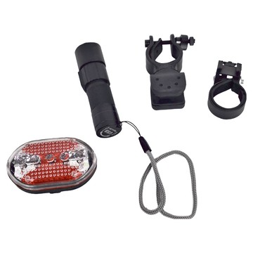 TWHAMMER 焊馬 充電式LED車燈組 手電筒三段開關 全亮、半亮、閃爍 尾燈七段式警示  1組  黑色