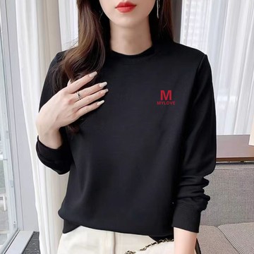 衣時尚 長袖T卹 學院風 印花T卹中大尺寸 S-3XL新款圓領衛衣洋氣減齡印花寬鬆百搭長袖上衣-8493.